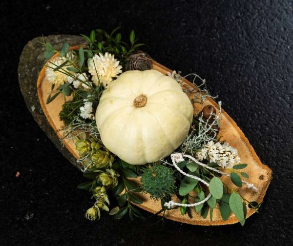 Decor Kürbis mittel auf Holzteller